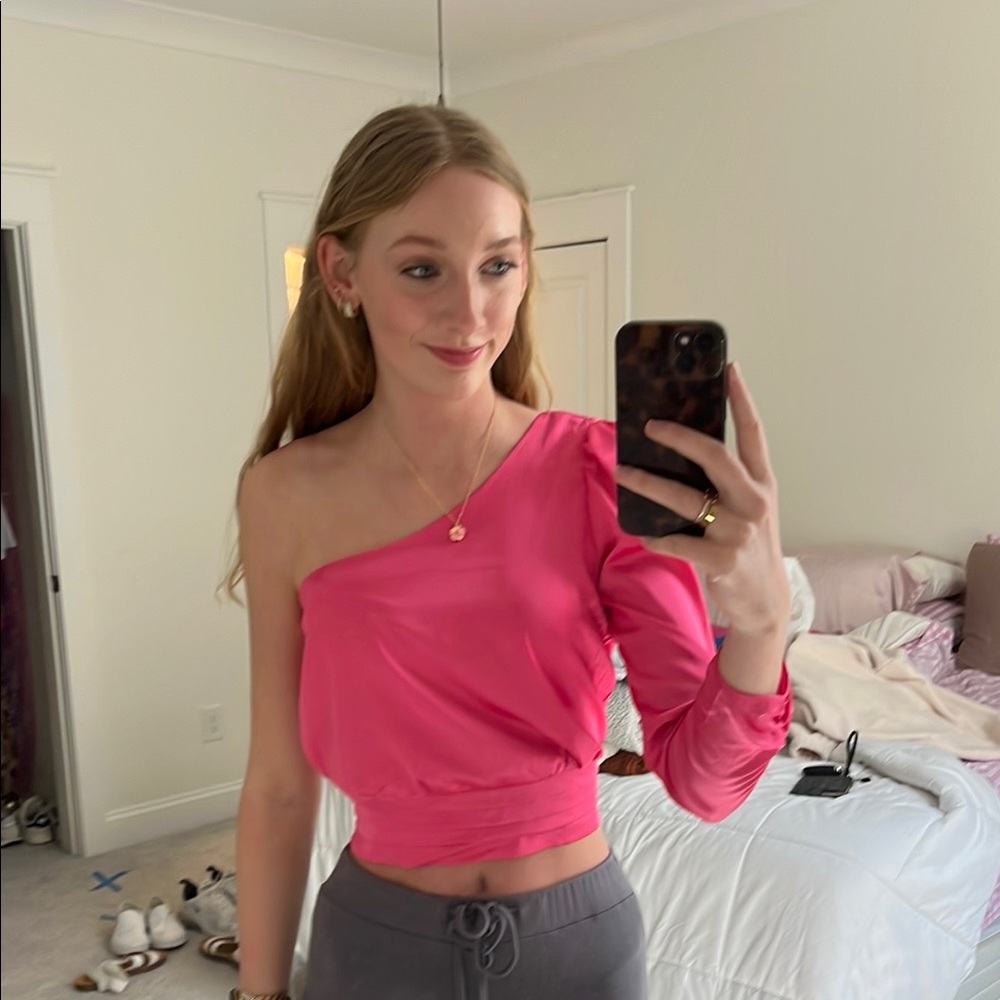 Pink One-Shoulder Women's Top